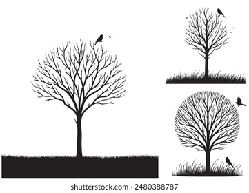 Black tree sketch. Hand drawn vector illustration isolated on white background