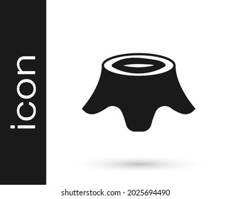 Black Tree stump icon isolated on white background.  Vector
