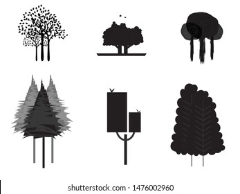 Black tree Symbol style.and white background.