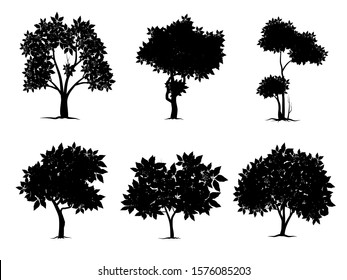 Black tree Symbol style and white background. Can be used for your work. 