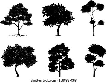 Black Tree Symbol Style White Background Stock Vector (Royalty Free ...