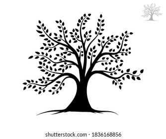 black tree Symbol style and white background. Can be used for your work.