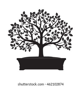 Black Tree. Vector Illustration of Bonsai.