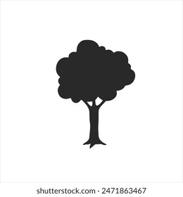 Ilustración vectorial de árbol negro sobre fondo blanco arte de silueta blanco negro ilustración de planta de stock