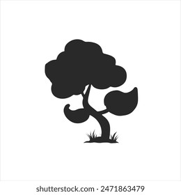 Black tree vector illustration on white background silhouette art black white stock plant icon illustration
