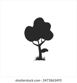 Black tree vector illustration on white background silhouette art black white stock plant icon illustration