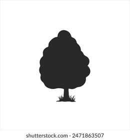 Black tree vector illustration on white background silhouette art black white stock plant icon illustration