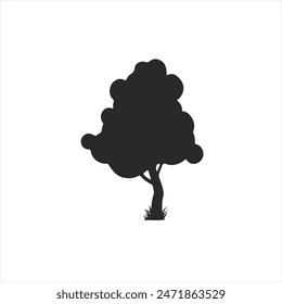 Black tree vector illustration on white background silhouette art black white stock plant icon illustration