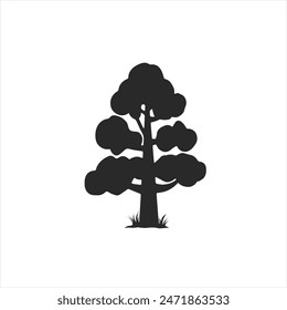 Black tree vector illustration on white background silhouette art black white stock plant icon illustration