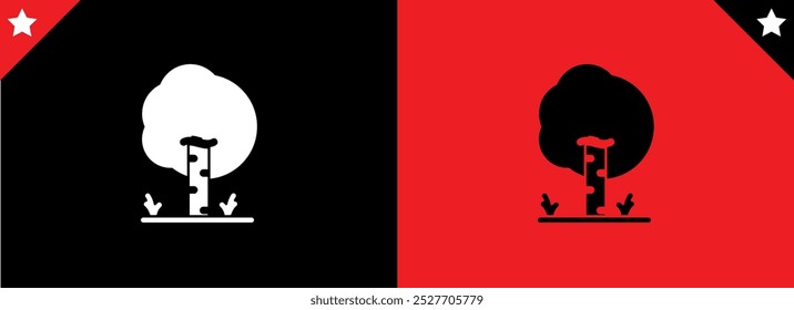 Black tree vector illustration on white background silhouette art black white stock plant icon illustration