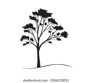 Black tree vector, A black and white drawing of a tree with a quote from the company