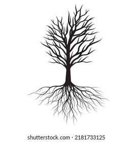 Black Tree Without Leaves Roots Vector Stock Vector (Royalty Free ...