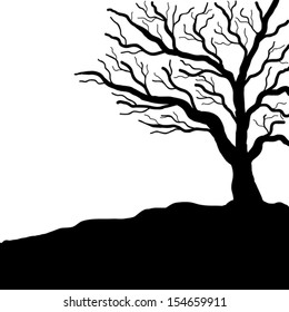 black tree without leaves, vector