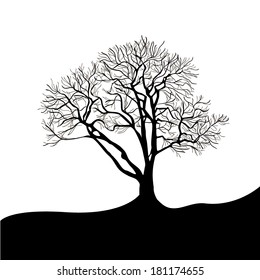 black tree without leaves, vector 