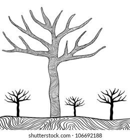 Black trees isolated on white background vector.
