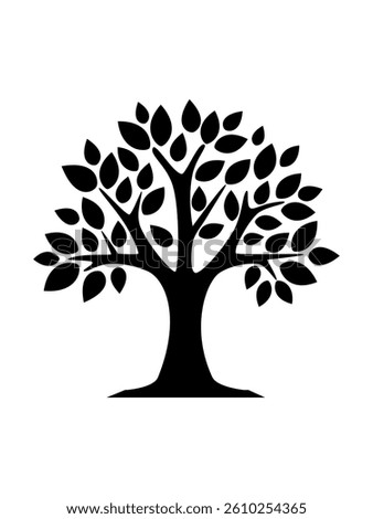 Black Trees and root with leaves symbol look beautiful and refreshing. Tree and roots LOGO style.