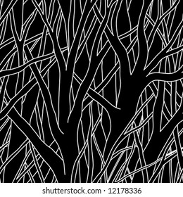 Black Trees. Seamless vector wallpaper