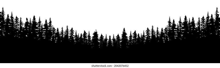 Black trees silhouette. Nature landscape. Environment background. Abstract design. Vector illustration. Stock image.