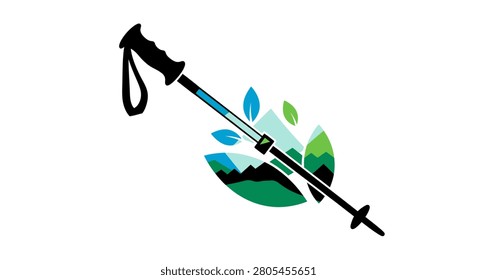 Black trekking pole with handle