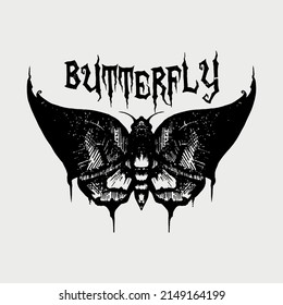 Black trendy aesthetic butterfly t-shirt grunge