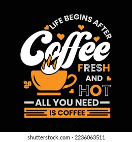 black trendy cafe, coffee t shirt design concept for coffee day