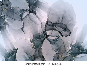 Black trendy marble liquid wallpaper. Digital Ink gradient colors flowing, glowing luminous, liquid translucent, free-flowing watercolor fine art. Natural pattern, luxury background design in vector.