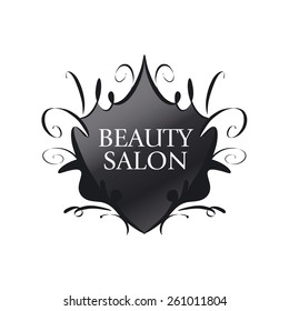 Black trendy vector logo in the form of the coat of arms