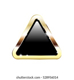 Black triangle background in a gold frame, with space for your text. Vector illustration, on transparent background