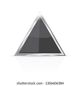 Black Triangle With Chrome Frame Isolated On A White Background