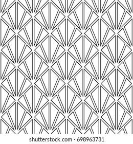 Black triangle contours on white background. Image with repeated hollow triangles. Seamless pattern with polygons. Modern abstract motif. Grid motif. Geometrical image. Triangular shapes. Vector art.
