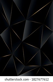 black triangle, dark wallpaper background with gold border line path A4 size