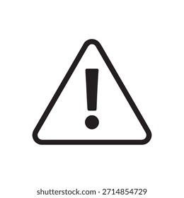 Black triangle with exclamation mark isolated on white background