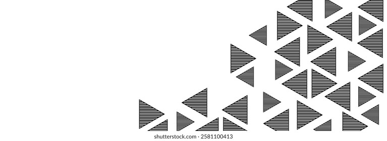 Black Triangle Geometric Background With Copy Space. Abstract Business Banner. Technology Wallpaper. Vector Illustration. Futuristic. Minimal. Frame