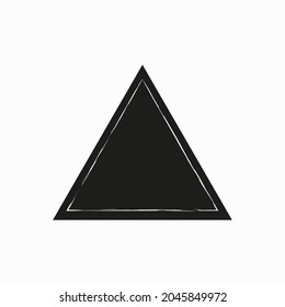 Black triangle icon. Thin white lines. Outline symbol collection. Geometric figure. Vector illustration. Stock image. 