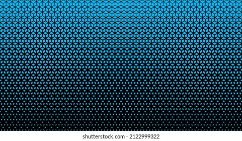 Black triangle particles on blue background. Modern vector illustration for business or technology presentation, banner, cover, social media, poster. Copy space for your text.