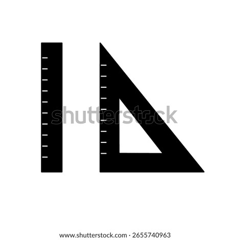 black triangle ruler silhouette icon on white background