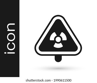 Black Triangle sign with radiation symbol icon isolated on white background.  Vector