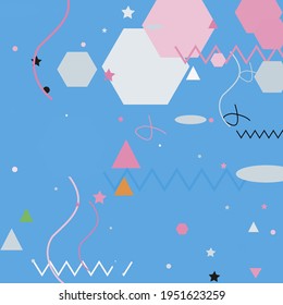 Black Triangle Silver Pink Modern Simple Hipster Art. Blue Orange Calm Polygon Vector Illustration. Chaos Shadows Green Ornamental Fabrics. Oval Zigzag Lines Pastel Grey Geometrical Modern Design.