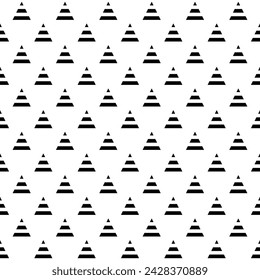 Black triangle stripes fabric pattern design. Geometric shape seamless pattern on white background vector. Wall and floor ceramic tiles pattern.