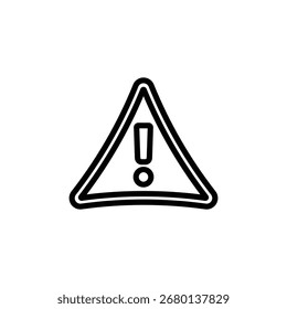 Black triangle warning icon displays a prominent exclamation mark against a white background, communicating alert and caution, suitable for safety or information content.