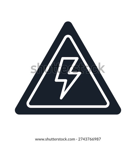 A black triangle warning sign with a white lightning bolt symbol