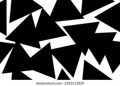 Black triangles abstract geometry. Trendy, stylish, fashionable, seamless vector pattern for design and decoration.