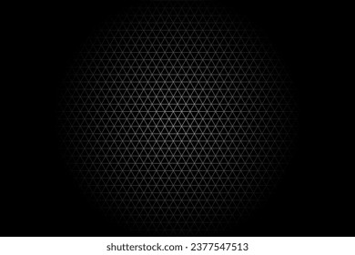 Black triangles grid in cricle shape patten and gradient background. Black and gray pattern