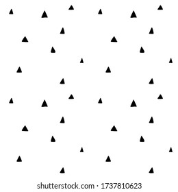 Triángulos negros sobre fondo blanco. Patrón irregular sin costura, vector. Impresión abstracta para prendas de vestir, textiles, tejidos, papel de envoltura. EPS10, editable. 
