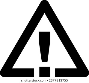 Black Triangular Caution Warning or Attention Sign with Exclamation Mark Icon. Vector Image.
