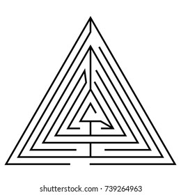 Black triangular maze on a white background