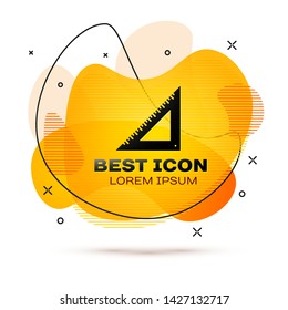 Black Triangular ruler icon isolated on white background. Straightedge symbol. Geometric symbol. Fluid color banner. Vector Illustration