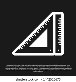 Black Triangular ruler icon isolated on black background. Straightedge symbol. Geometric symbol.  Vector Illustration