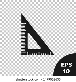 Black Triangular ruler icon isolated on transparent background. Straightedge symbol. Geometric symbol.  Vector Illustration