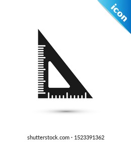 Black Triangular ruler icon isolated on white background. Straightedge symbol. Geometric symbol.  Vector Illustration